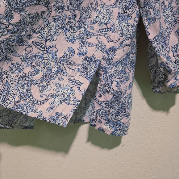 J Jill Love Linen Pink & Blue Tunic Top Paisley Floral Casual Beachy Women's 2X - Picture 4 of 10